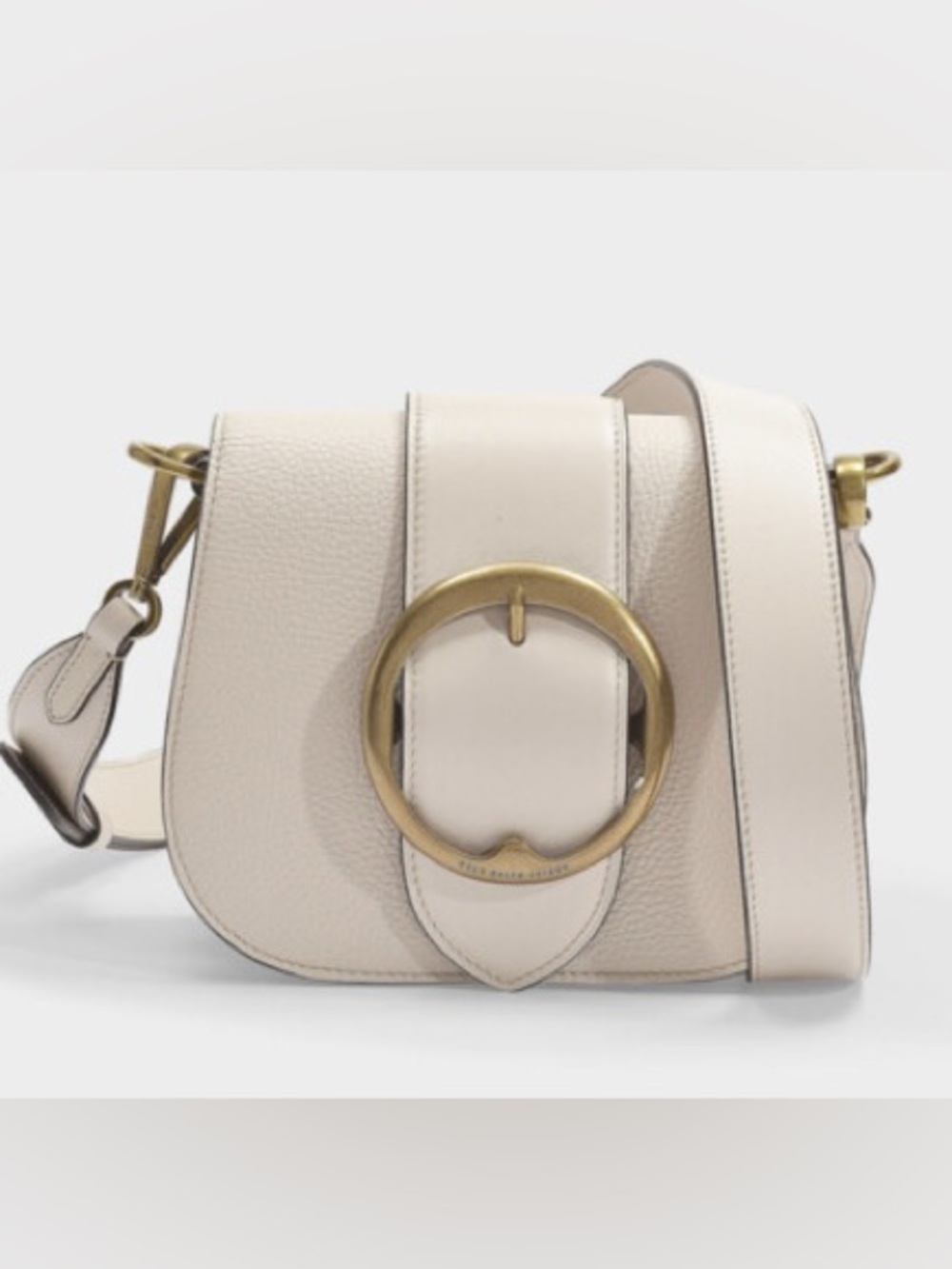 ralph lauren ivory mini lennox crossbody with gold buckle